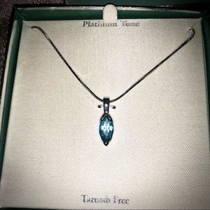 NIB “platinum tone” gemstone necklace
